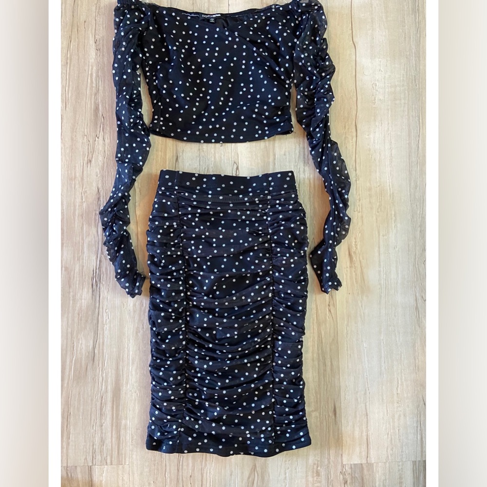 Two piece skirt set- ruched
